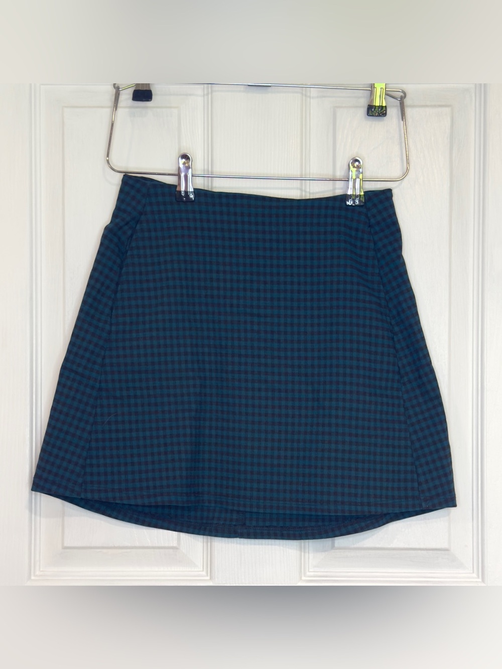 Altar'd State Mini Skirt Blue and Black Plaid with Pockets Size Small